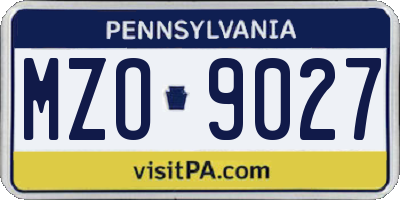 PA license plate MZO9027