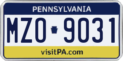 PA license plate MZO9031