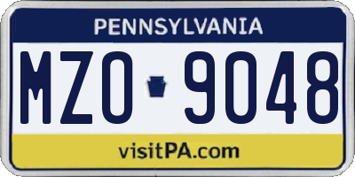 PA license plate MZO9048