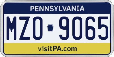 PA license plate MZO9065