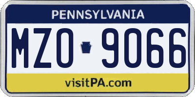PA license plate MZO9066