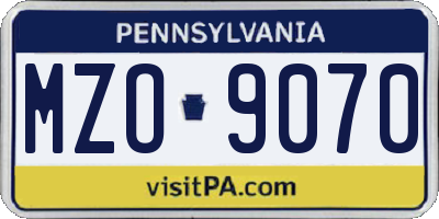 PA license plate MZO9070