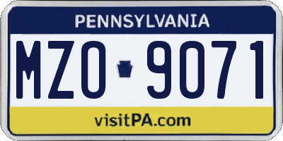PA license plate MZO9071