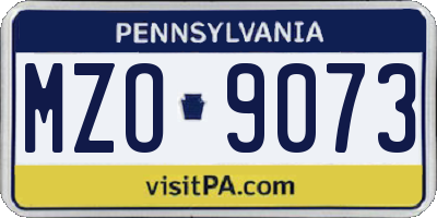 PA license plate MZO9073