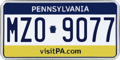PA license plate MZO9077