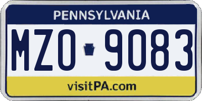PA license plate MZO9083