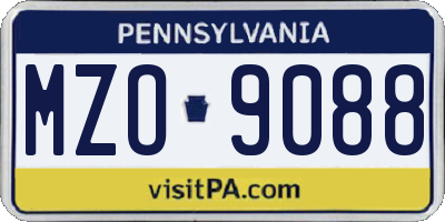 PA license plate MZO9088