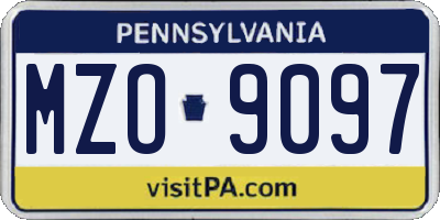 PA license plate MZO9097