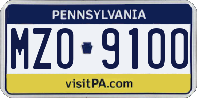 PA license plate MZO9100