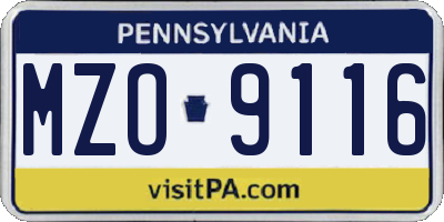 PA license plate MZO9116