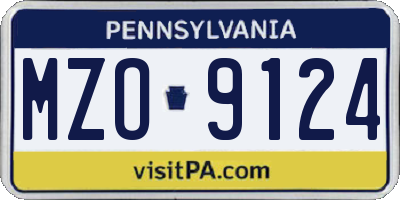 PA license plate MZO9124