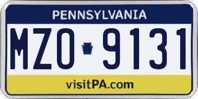 PA license plate MZO9131