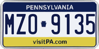 PA license plate MZO9135