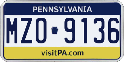 PA license plate MZO9136