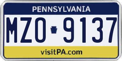 PA license plate MZO9137