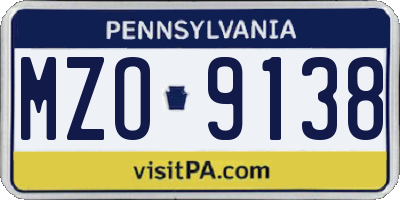 PA license plate MZO9138
