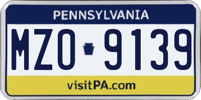 PA license plate MZO9139