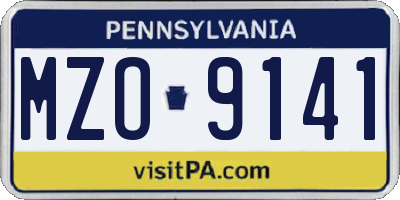 PA license plate MZO9141
