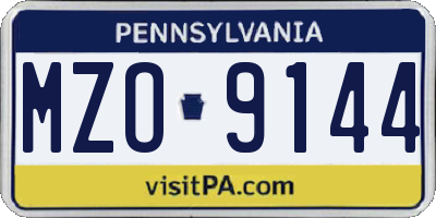 PA license plate MZO9144