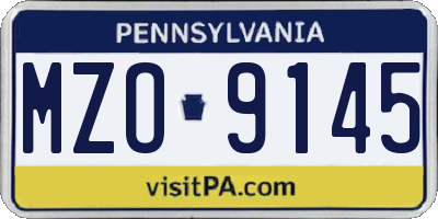 PA license plate MZO9145