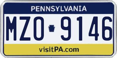 PA license plate MZO9146