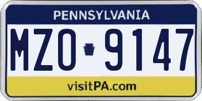 PA license plate MZO9147
