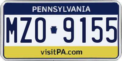PA license plate MZO9155