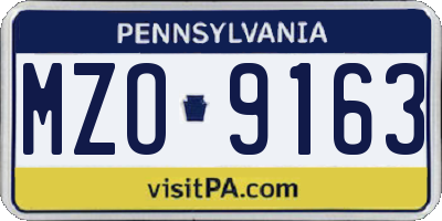 PA license plate MZO9163