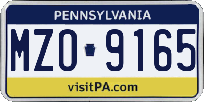 PA license plate MZO9165