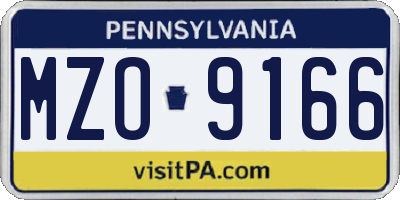 PA license plate MZO9166