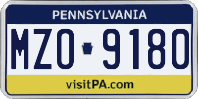 PA license plate MZO9180