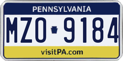 PA license plate MZO9184