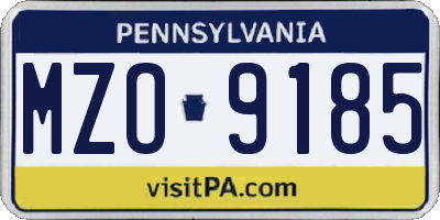 PA license plate MZO9185