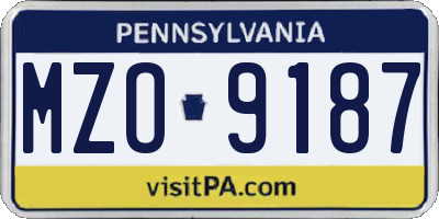 PA license plate MZO9187
