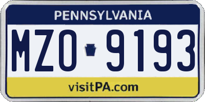 PA license plate MZO9193