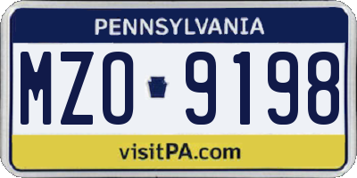 PA license plate MZO9198