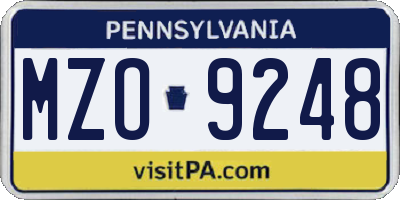 PA license plate MZO9248