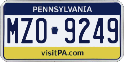 PA license plate MZO9249