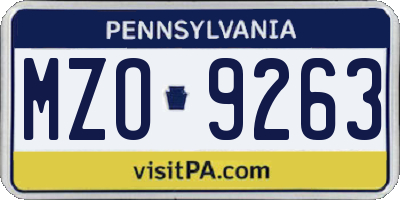 PA license plate MZO9263
