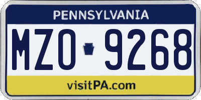 PA license plate MZO9268