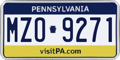 PA license plate MZO9271