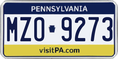 PA license plate MZO9273