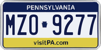 PA license plate MZO9277