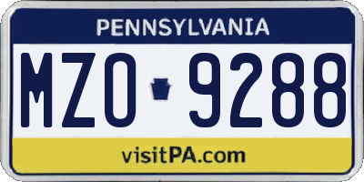 PA license plate MZO9288