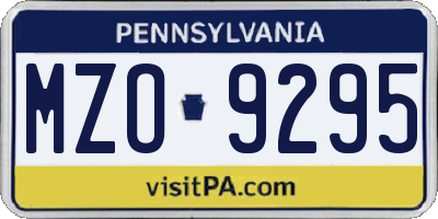 PA license plate MZO9295