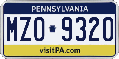PA license plate MZO9320