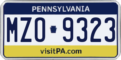 PA license plate MZO9323