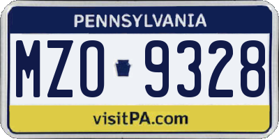 PA license plate MZO9328