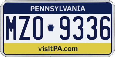 PA license plate MZO9336