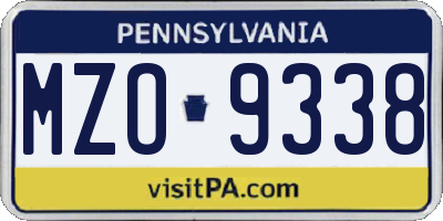 PA license plate MZO9338